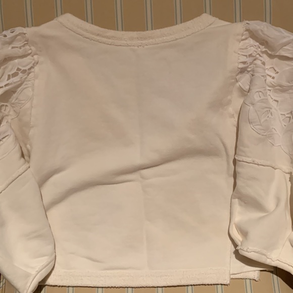 FREE PEOPLE ALYSSA ROSE COTTON PULLOVER CROPPED WITH LACE DETAILING SIZE SMALL - Picture 9 of 9